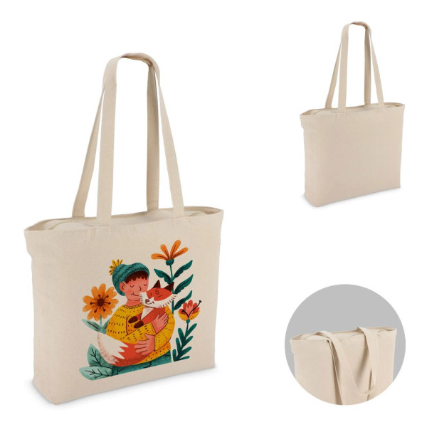 Baumwoll-Tragetasche mit Reißverschluss OEKO-TEX® 47 x 11 x 35cm 320g/m²