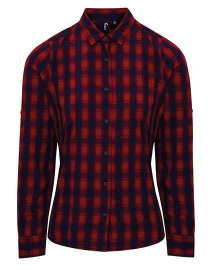 Premier Workwear - Women´s Mulligan Check Cotton Long Sleeve Shirt